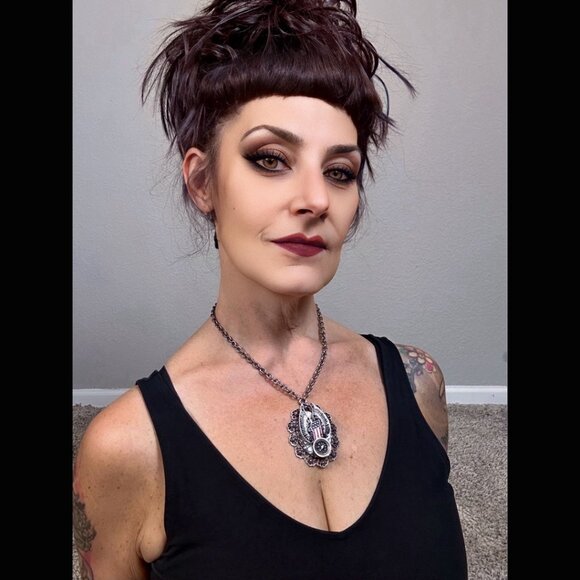 Classic Hardware Harley Davidson Victorious Winged #1 Necklace Choker Vintage 16 - Picture 2 of 7